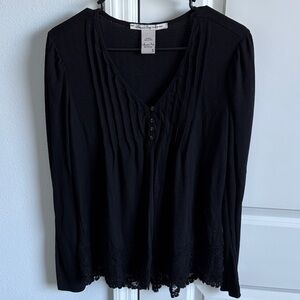 American Rag Black Pleated Blouse